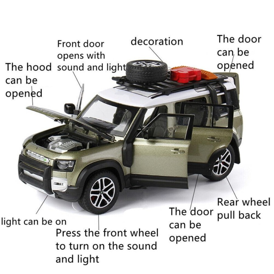 1:22 ScaleLand Rover Defender with Tools Model Sport Toy Car