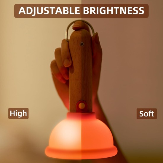 Rechargeable Silicone Night Light with Wooden Handle