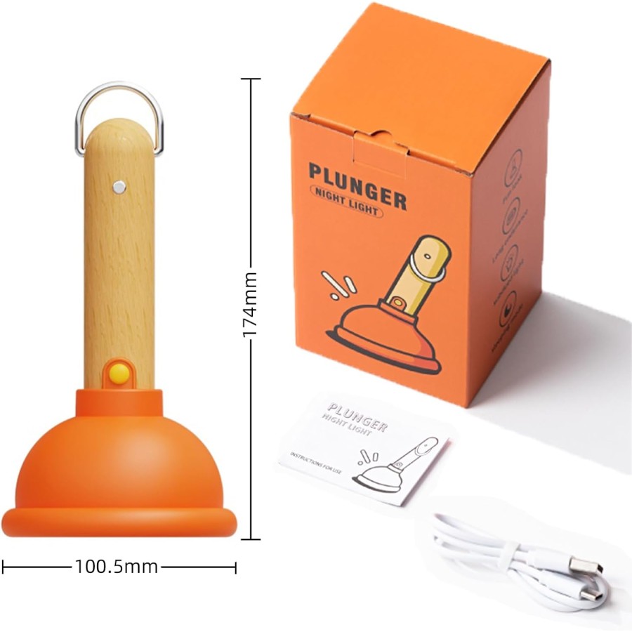 Rechargeable Silicone Night Light with Wooden Handle