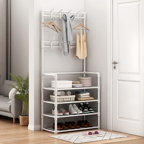 5-Tier Shoe Coat Railing Rack 78x145cm (Home Rack)