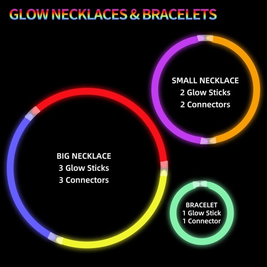 50PCS Glow Sticks Party Packs