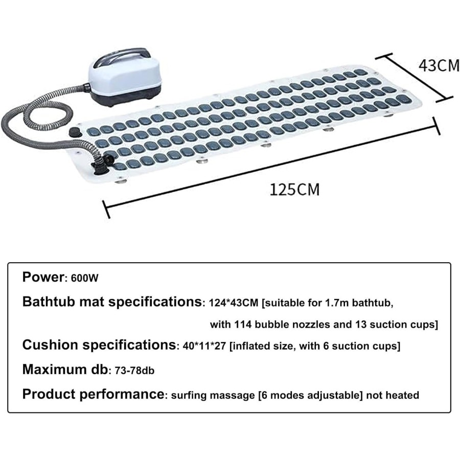 Inflatable Body Spa Bubble Bath Mat with 9 Adjustment Speed