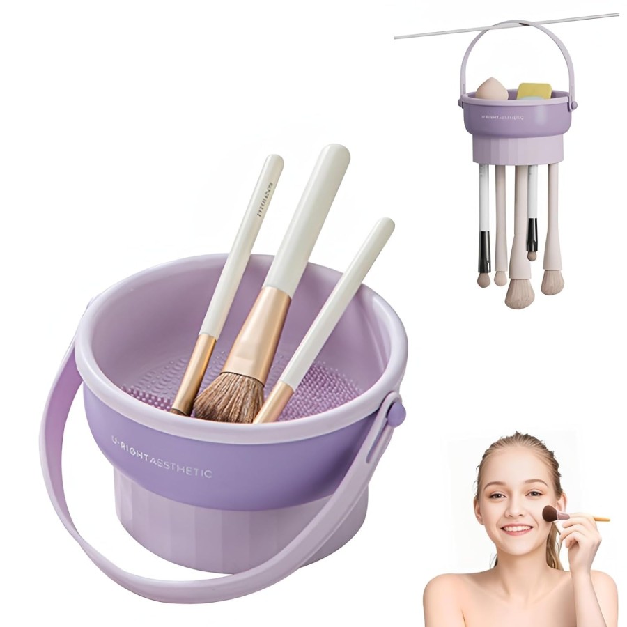 3 in 1 Silicone Makeup Brush Cleaner Bowl with Brush Drying