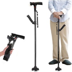 Elderly Foldable Clever Cane with LED Light Elderly Foldable Clever Cane with LED Light