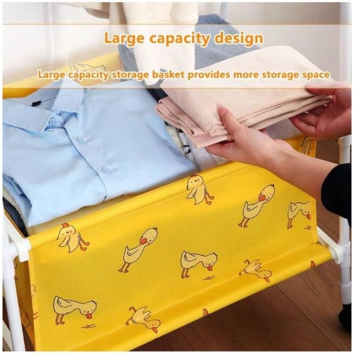 Metal Clothes Hanger with Built-In Fabric Storage Box geen box