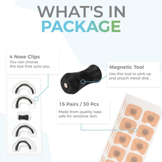  Anti-Snoring Magnetic Nose Nasal Strips - 30Pcs