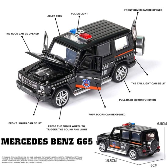 1:32 Scale Police Mercedes Metal Sport Toy Car - Black