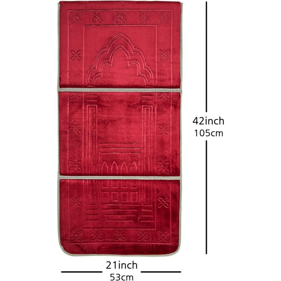 Prayer Rug Mat with Back Sitter Support - Red