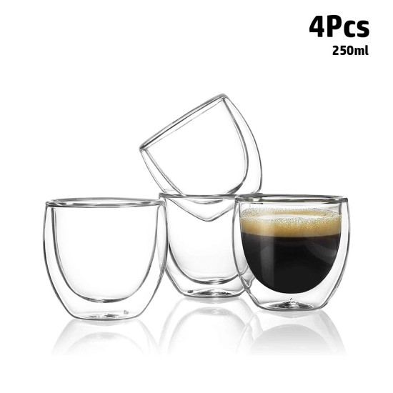 Noof & Hanoof Double wall Glass Cup 250ml - 4PCS
