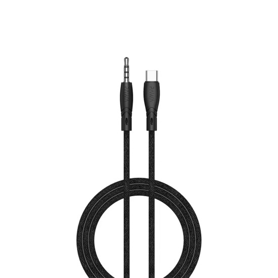 Pawa  Nylon Braided Type-C to 3.5mm Audio Cable 1.2m/4ft  - Black
