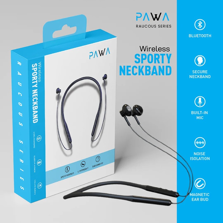 Pawa Raucous Series Wireless Sporty Neckband -Black