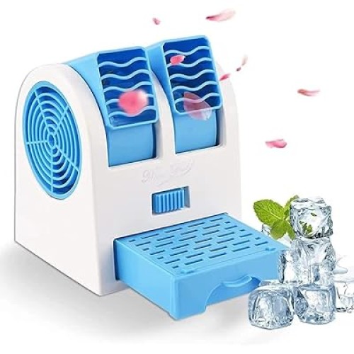 Mini Air Cooler Fan Usb Battery Operated Portable Air Conditioner - Blue