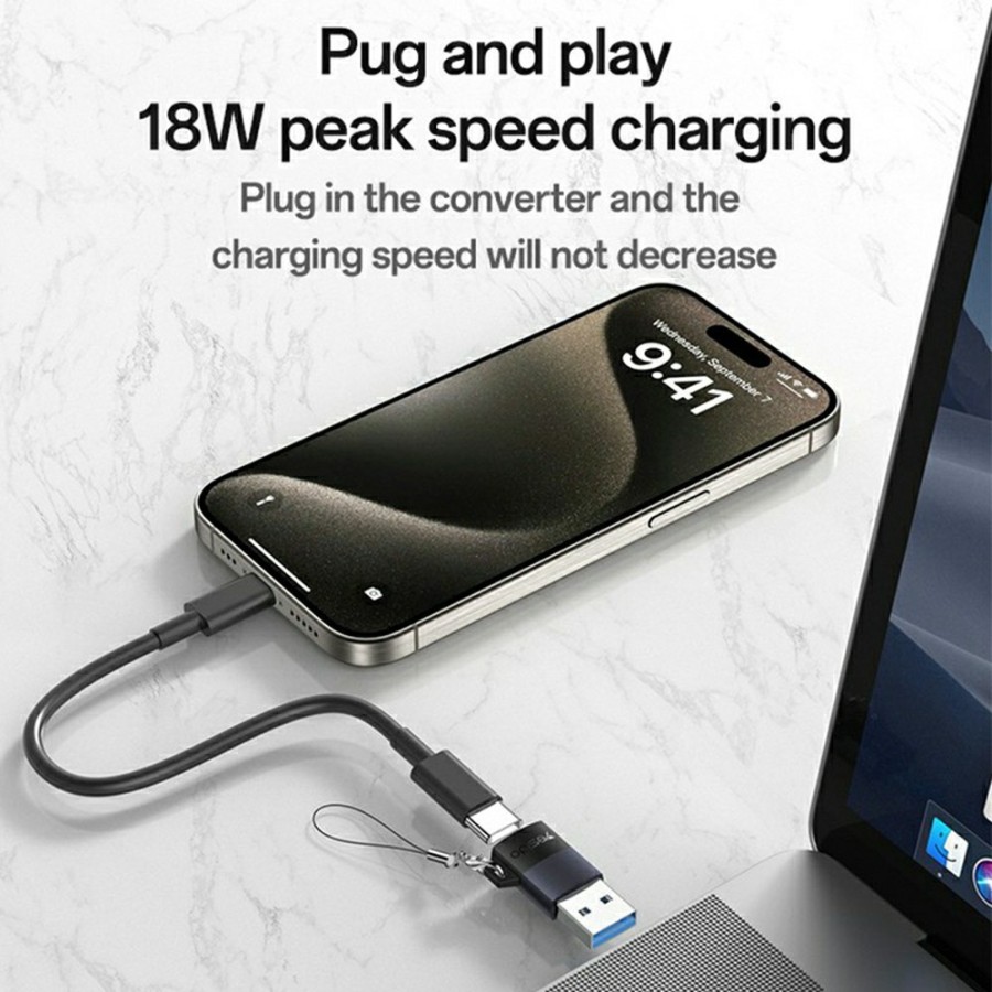 YESIDO GS34 USB-C Female to USB-A Male Adapter Data Transfer Fast Charging Converter