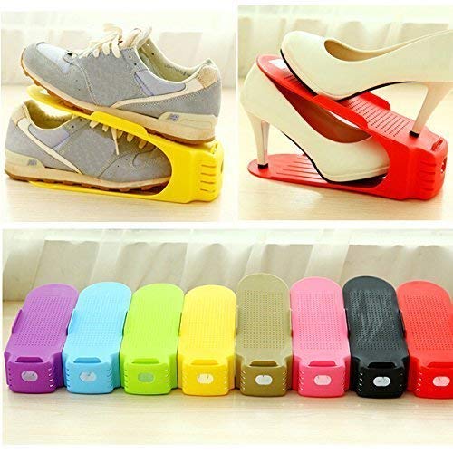 4PCS Double Grid Space Saving Shoes Holder Organizer