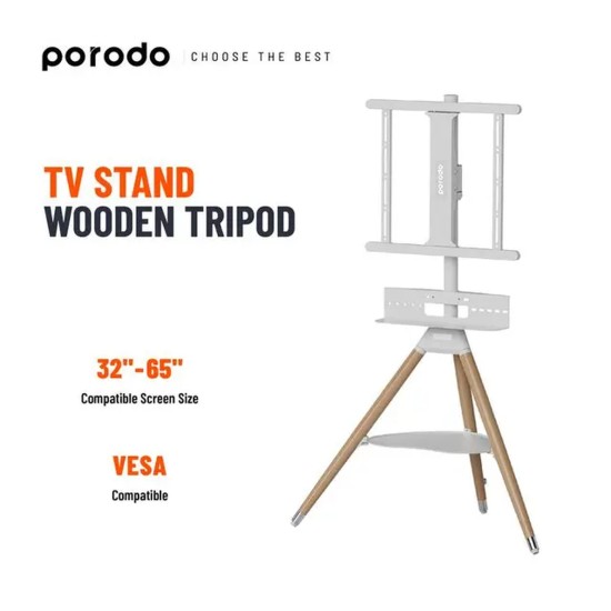 Porodo TV Stand Wooden Tripod