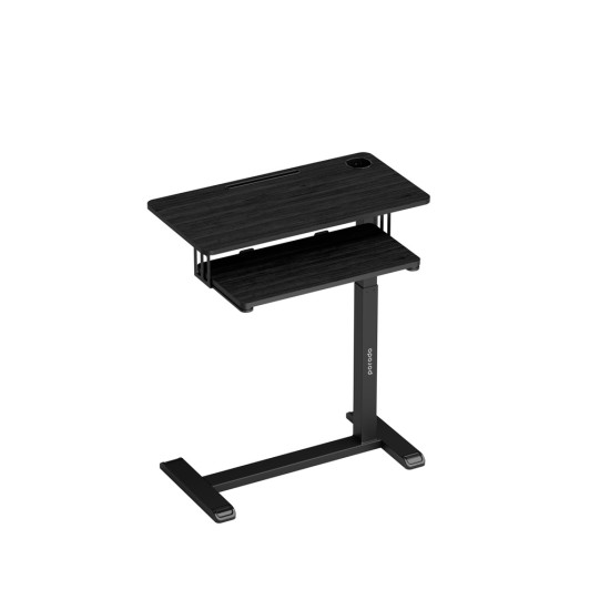 Porodo Height Adjustable Side Desk with Keyboard Tray - Black