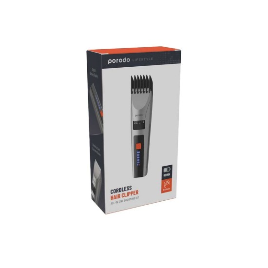 Porodo LifeStyle Rechargeable LED display Hair Clipper With Two Cutting Modes 1200mAh Grey