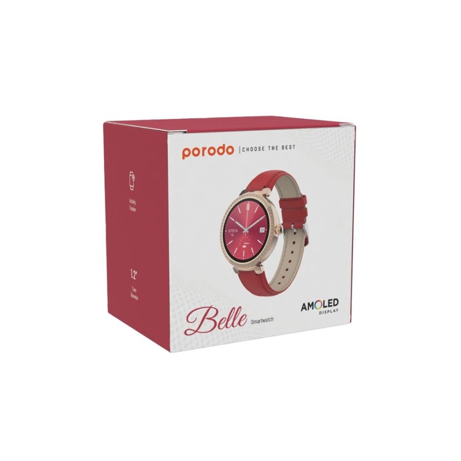 Porodo Belle Smart Watch AMOLED Display - Red