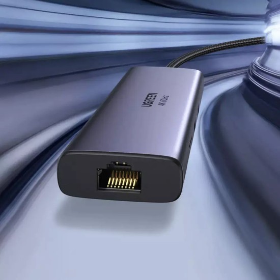 6in1 Adapter UGREEN CM512 USB-C to 2x USB + HDMI + USB-C + RJ45 + TF/SD grey