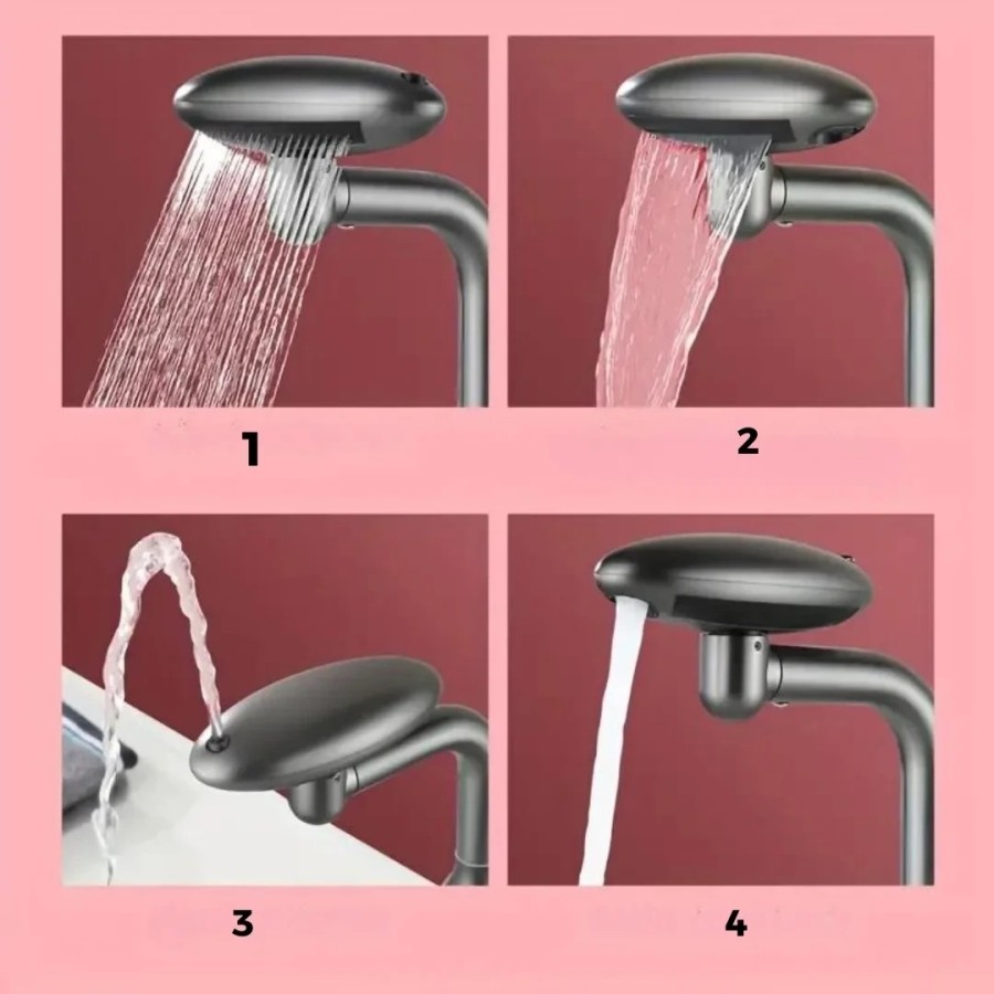 High-Pressure Swivel Water Faucet with Four Spray Modes