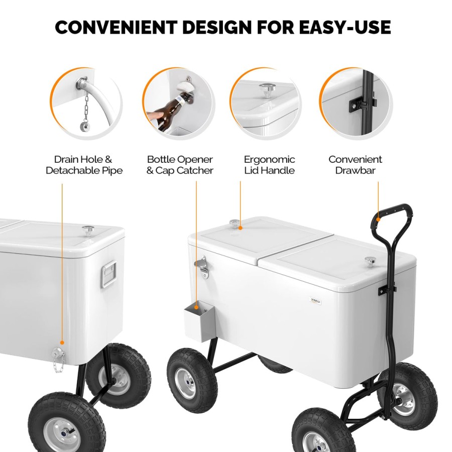 70 Liters Wagon Rolling Cooler Ice Box