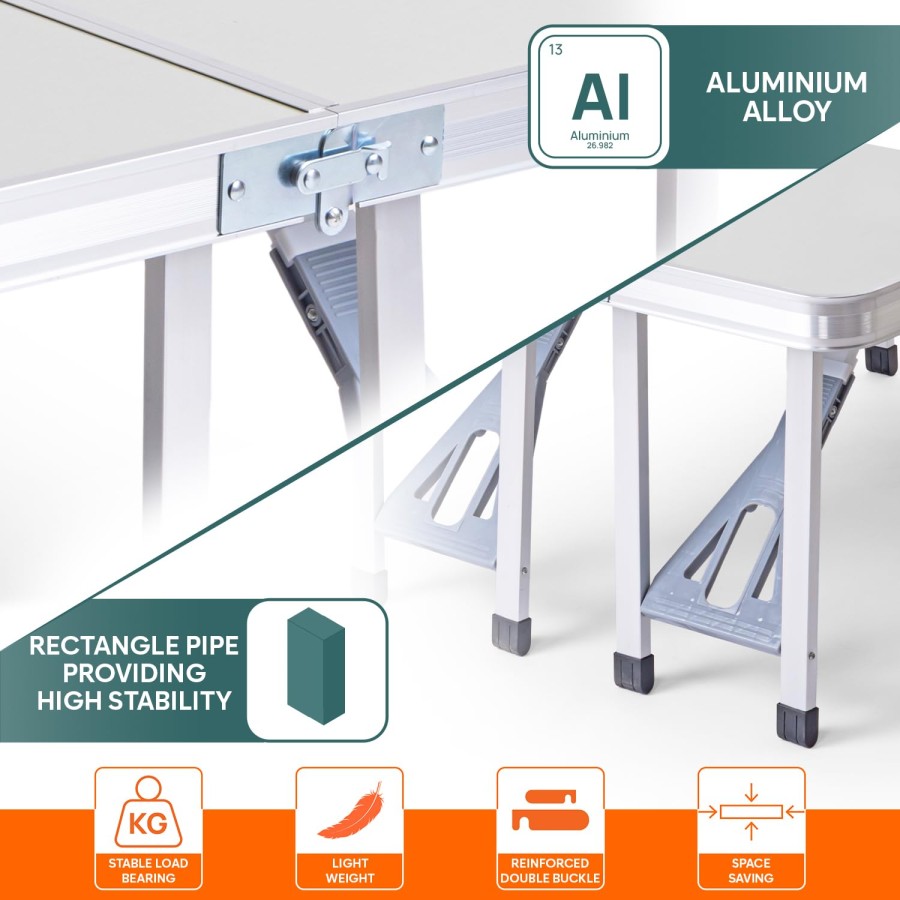 Folding All-in-One Aluminium Table & Chair ( For 4 Person)