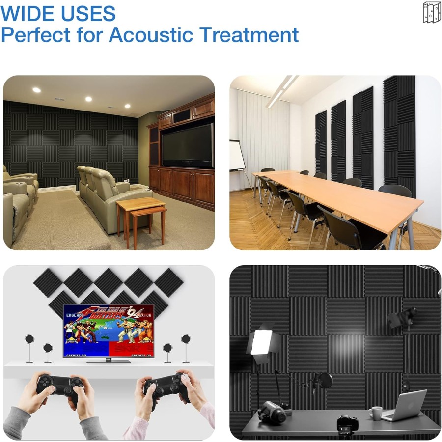 10 Pack Acoustic Panels Self-Adhesive Sound Proof Foam 50cm*50cm