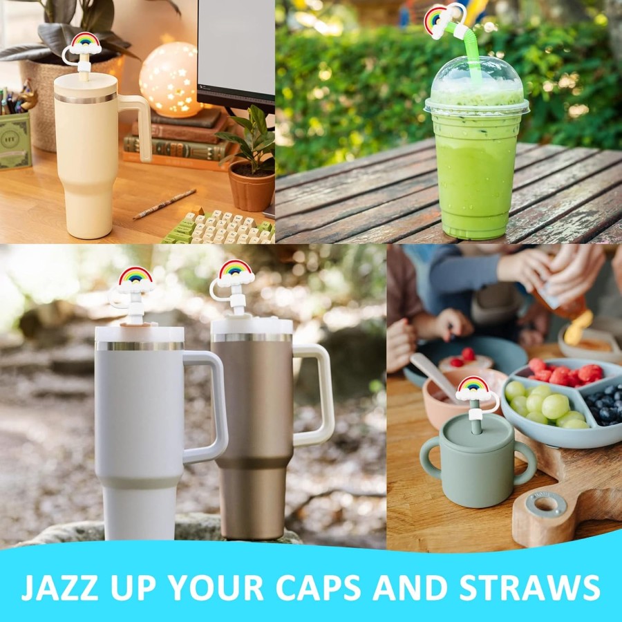 Cute Silicone Straw Tip Cover - Rainbow Cute Silicone Straw Tip Cover - Rainbow