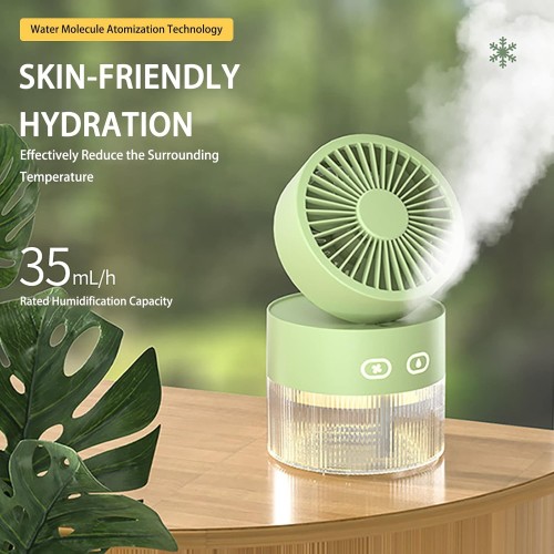 Foldable Small Desk Fan with Cool Breeze Humidification Spray