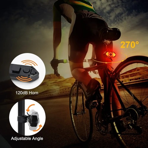 Bike Tail Light with Turn Signals, Wireless Remote LED Rear Bike Light USB Rechargeable