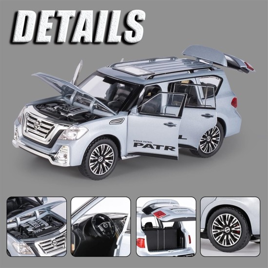 Nissan Patrol 1:24 Scale SUV Model Toy Car - Metallic Silver