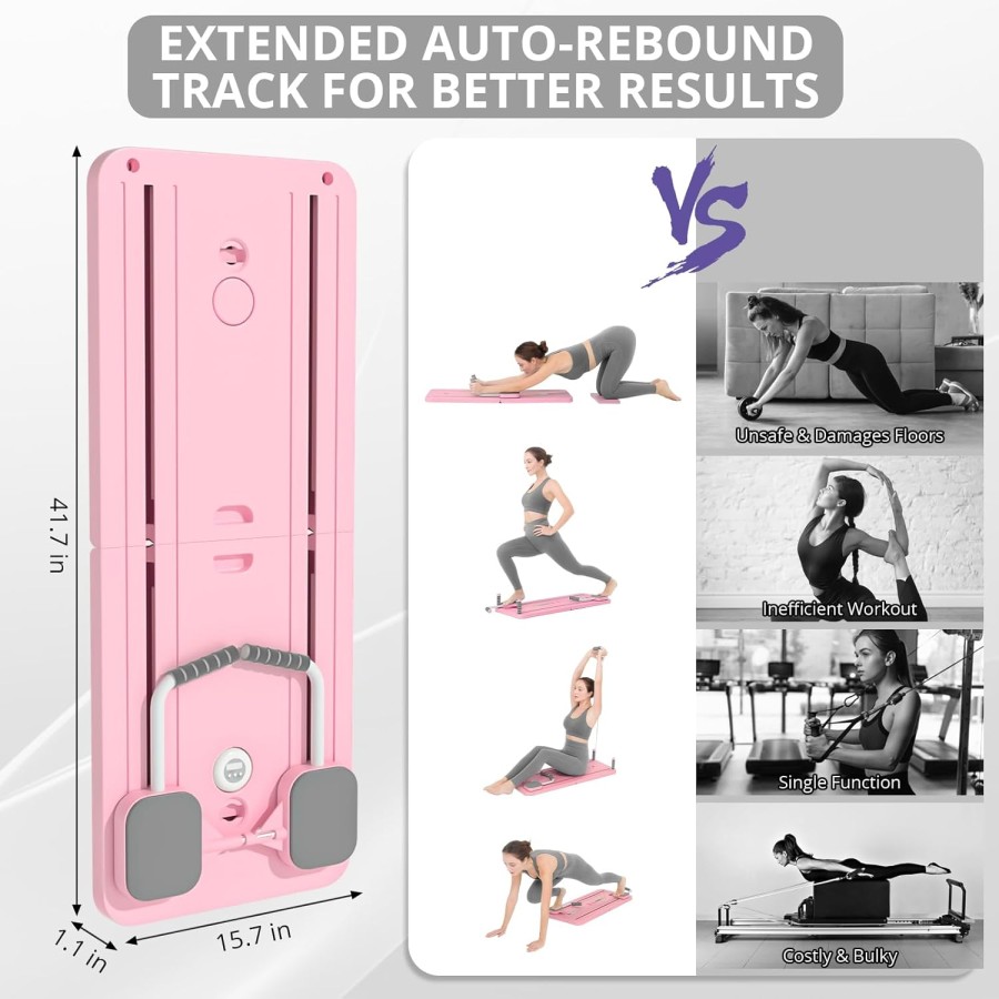 Multi-Functional Foldable Pilates & Ab Workout Board – Full Body Home Fitness Trainer - Pink Multi-Functional Foldable Pilates & Ab Workout Board – Full Body Home Fitness Trainer - Pink