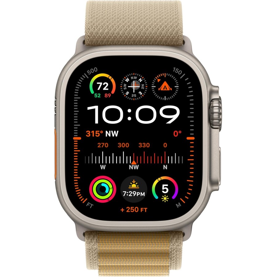 Apple Watch Ultra 2 GPS + Cellular 49mm Natural Titanium Case with Tan Alpine Loop - Large