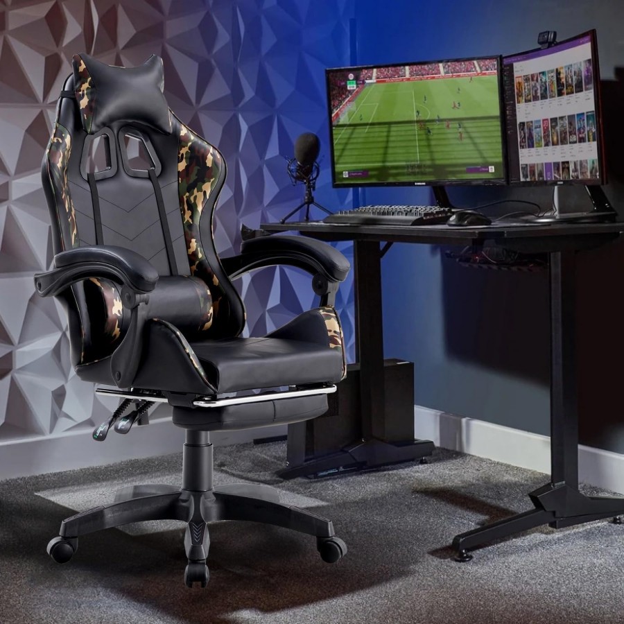 TX Gaming Chair Sport 180° Tilt With Footrest– Cameo / Black