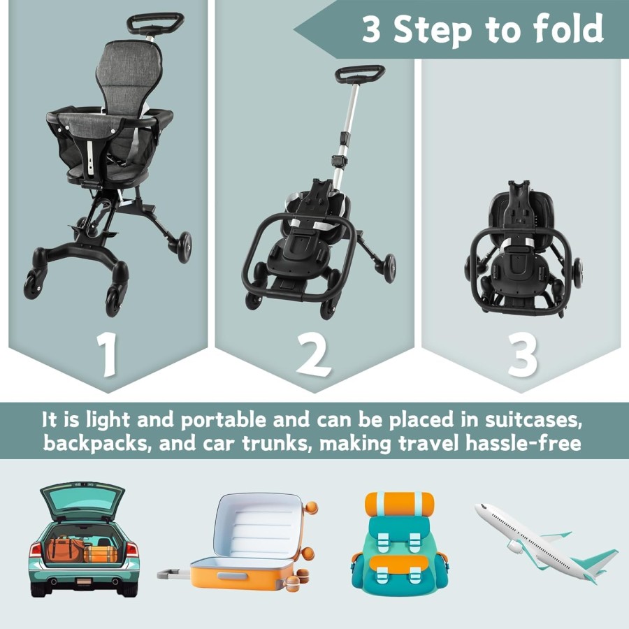 2 in 1 Convertible Baby Stroller with Shade