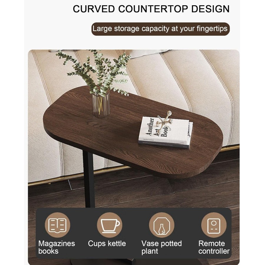 Modern C Shaped Tea Coffee Table - Black