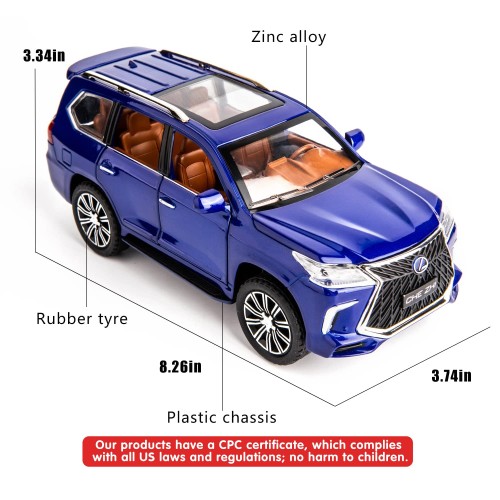  Lexus 570 Off-Road in Luxury SUV Model Car, Zinc Alloy Pull Back Toy car - Blue