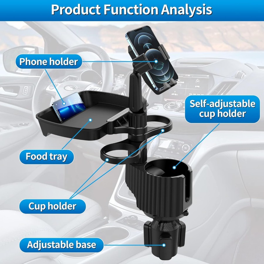 4-in-1 Adjustable Car Tray with 360° Rotation 4-in-1 Adjustable Car Tray with 360° Rotation
