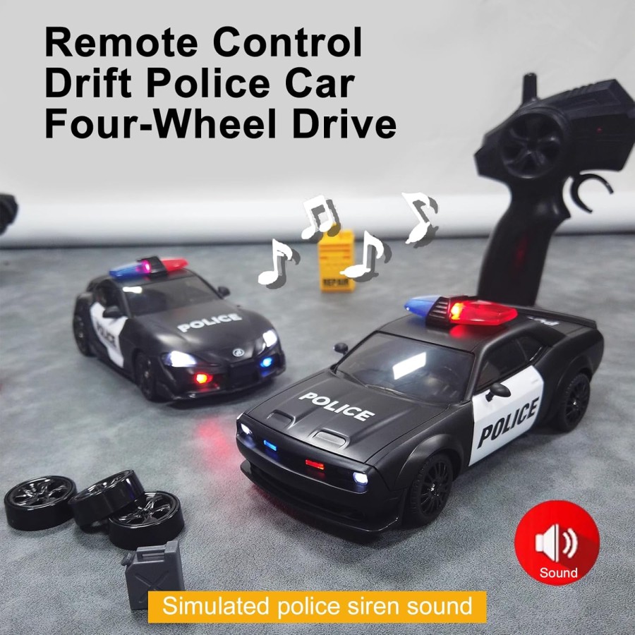 1:24 RC Police Car 4WD Drift with LED Lights