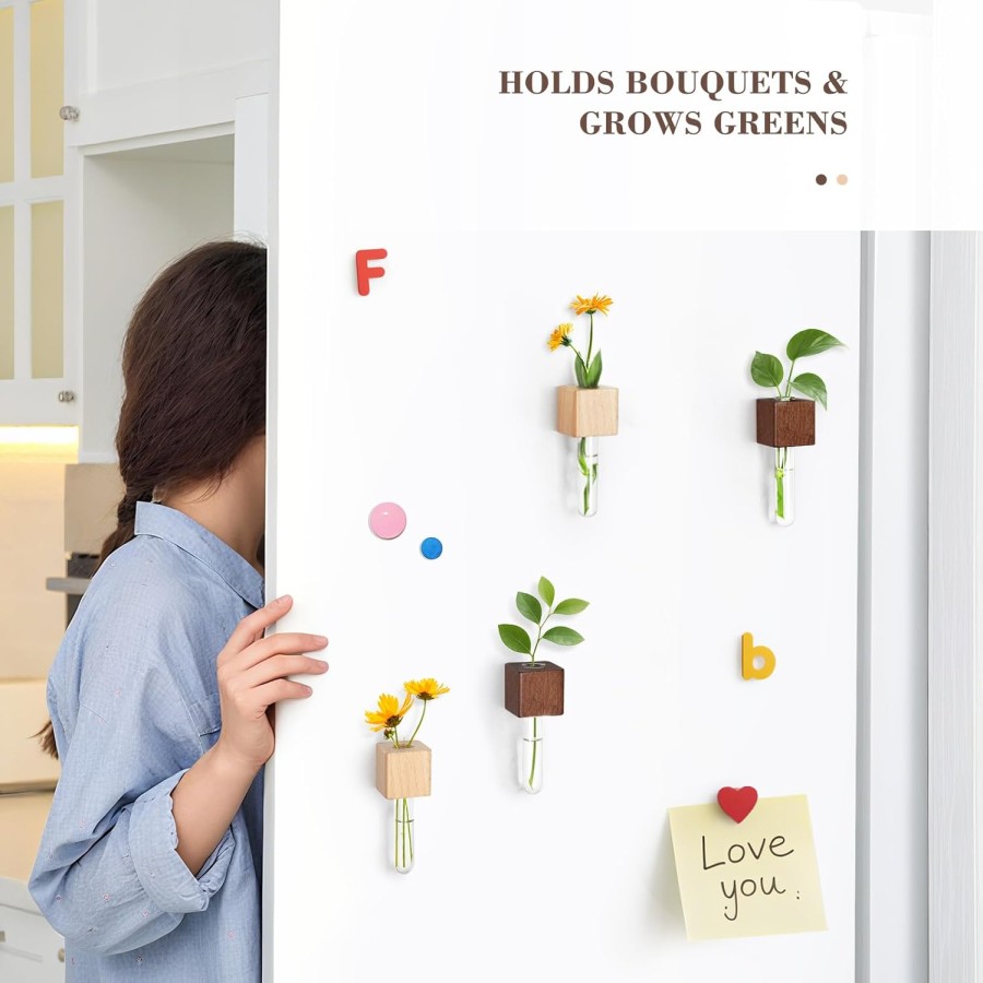 Magnetic Wooden Test Tube Plant Vase