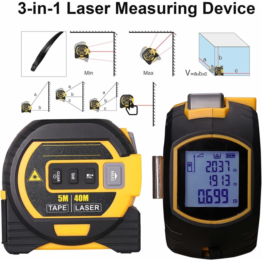 4-in-1 Digital Laser Tape Measure with 131Ft/40m Infrared Laser
