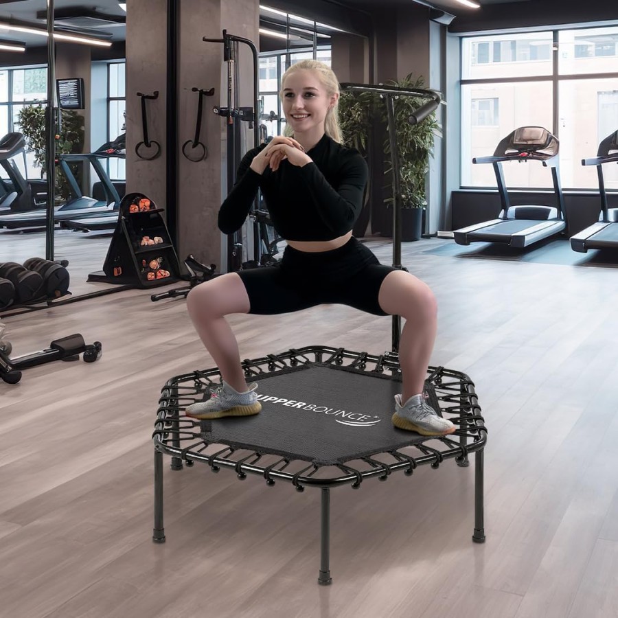 Adjustable Fitness Trampoline with T Shaped Handrail