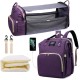 Large Capacity Diaper Bag Backpack - 6-in-1 Travel Bag for Parents - Purple