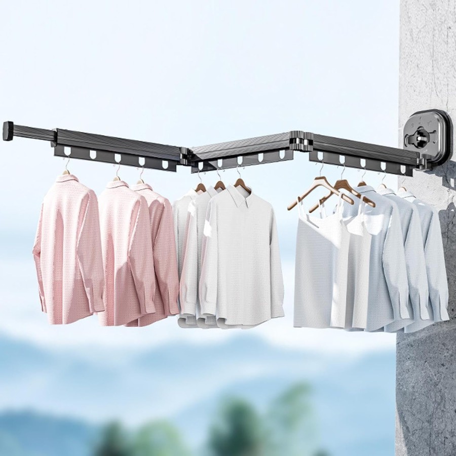 3 Fold Retractable Suction Cup Clothes Foldable Drying Rack