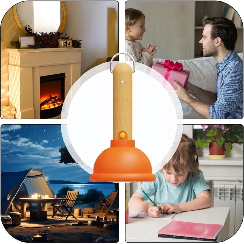 Rechargeable Silicone Night Light with Wooden Handle