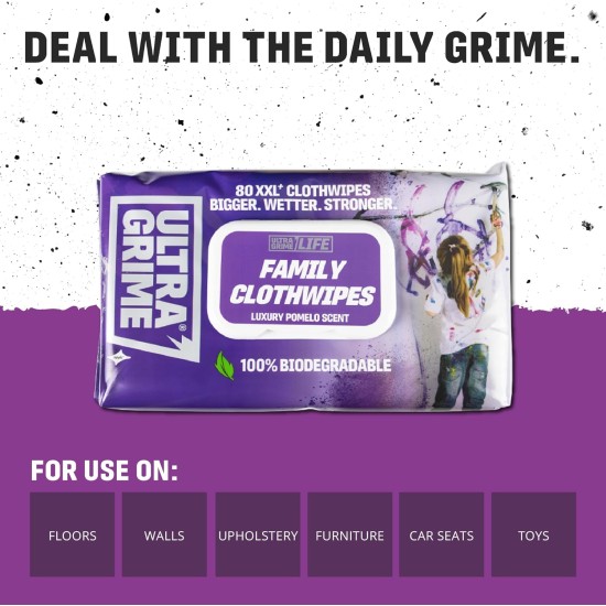 Ultra Grime Multi-Purpose XXL+ Pomelo Clothes Wipes - 40Pcs