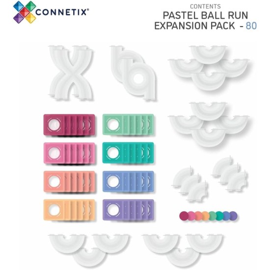 Connetix Pastel Ball Run Expansion Pack 80 Pieces