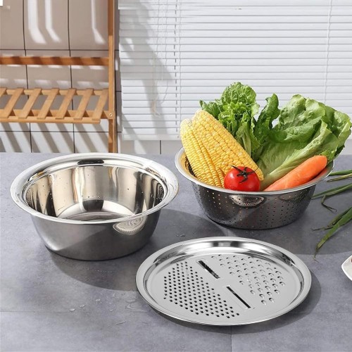 3 in 1 Stainless Steel Vegetable Slicer Cutter Drain Basket