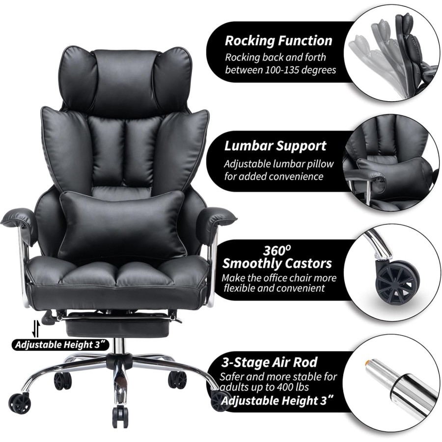 Luxury PU Leather Ergonomic Office & Gaming Chair