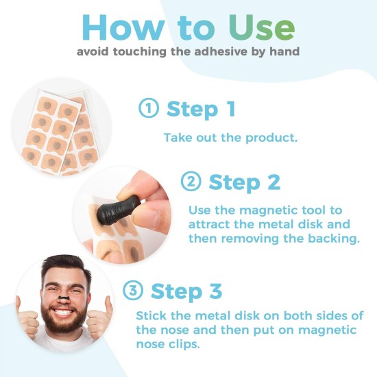  Anti-Snoring Magnetic Nose Nasal Strips - 30Pcs
